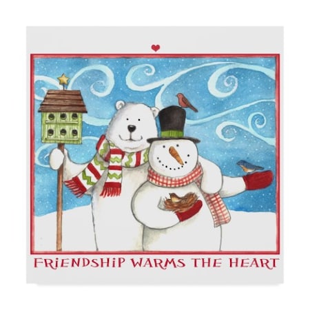 Melinda Hipsher 'Snowman Bear Friendship' Canvas Art,18x18